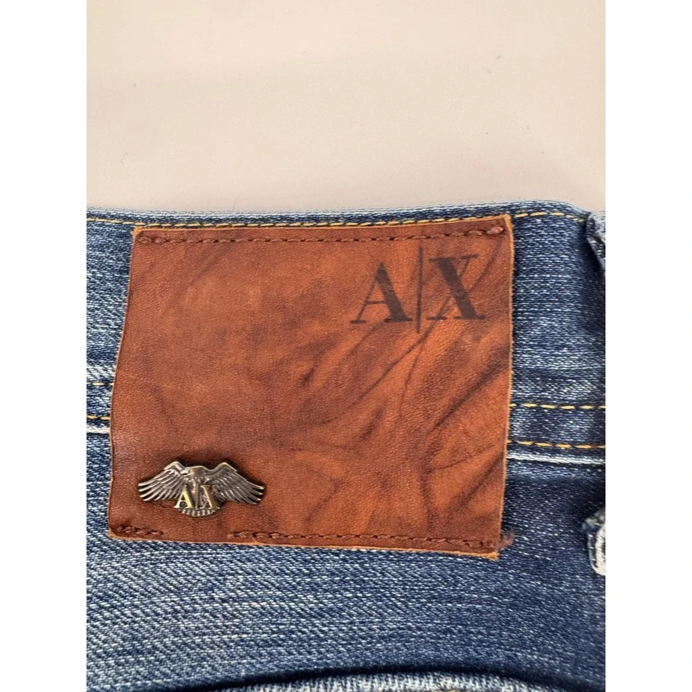AX Armani Exchange Men Jeans 34 Short Blue Fade whiskering‎ Straight